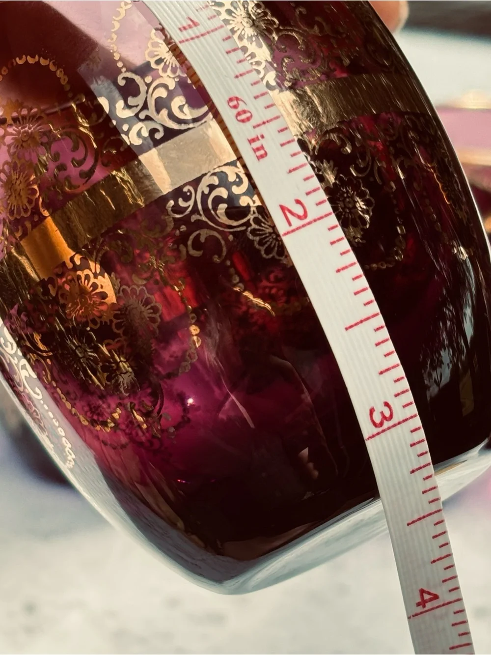 Murano Purple and Gold Glass Decanter Set - 7 Pieces plus a vase